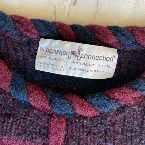RARE Peruvian Connection 100% Alpaca Vintage Art To Wear Crewneck Sweater Small - Picture 3 of 4